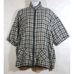 Protest Clothing Unisex Black White Checked Cotton Zip Closure Pockets Utility L